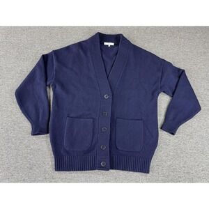 Tibi Sweater Womens XS/S Navy Blue 100 Cashmere V Neck Oversized Pocket Cardigan